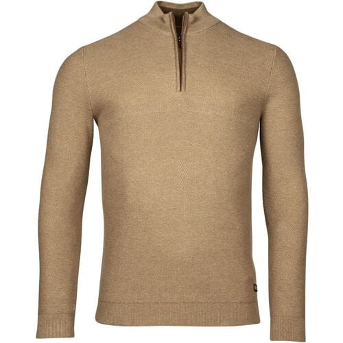 Baileys Trui Half Zip Structure Knit Donker Zand / male