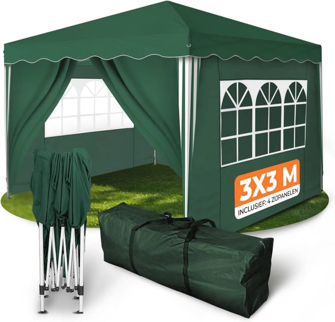 Waterdichte Pop-up Vouwtent 3x3m met 4 Zijpanelen