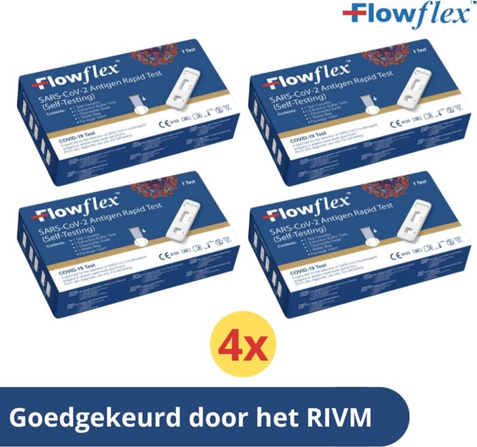 FlowFlex Corona Zelftest – 4 stuks – Covid-19 – RIVM