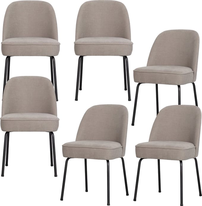 WOOOD Vogue Eetkamerstoelen - Geweven stof - Zand - Set van 6