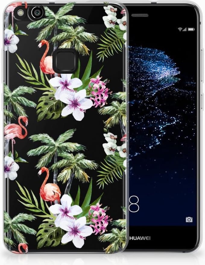 Huawei P10 Lite TPU Hoesje Flamingo Palms
