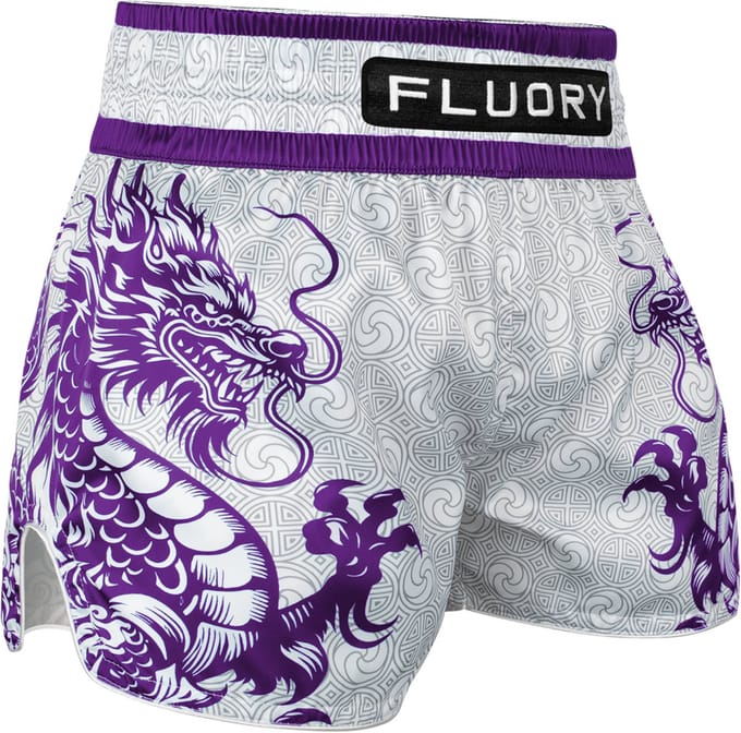 Fluory Two Dragon Muay Thai Short MTSF143 – Wit Paars - S