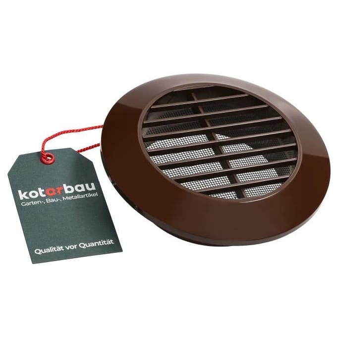 Ventilatierooster - KOTARBAU - Rond - Diameter 100 mm - Bruin plastic - Geïntegreerd muggengaas bruin