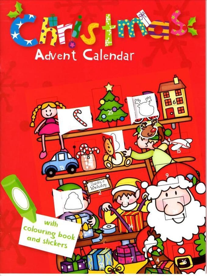 3X Kerst Adventskalender - Kleurboek met stickers - A4 formaat