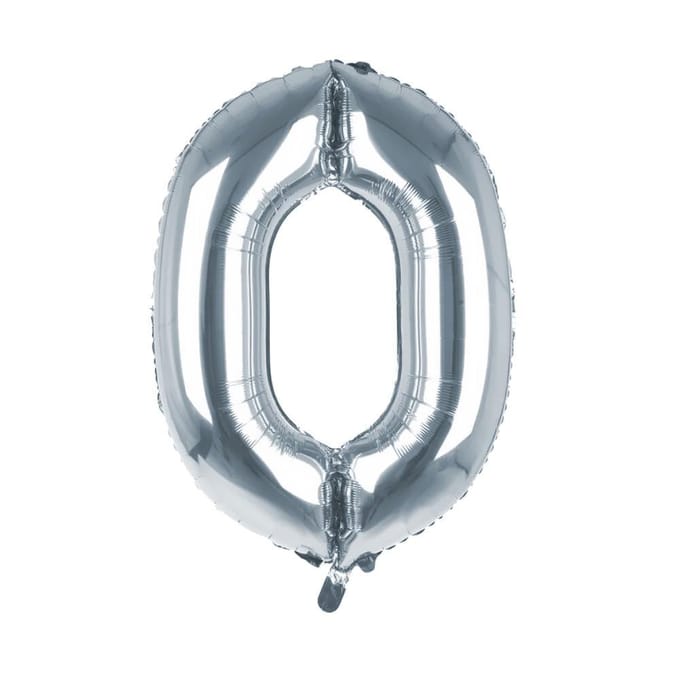 Cijfer Ballon '0'  Zilver (100CM)