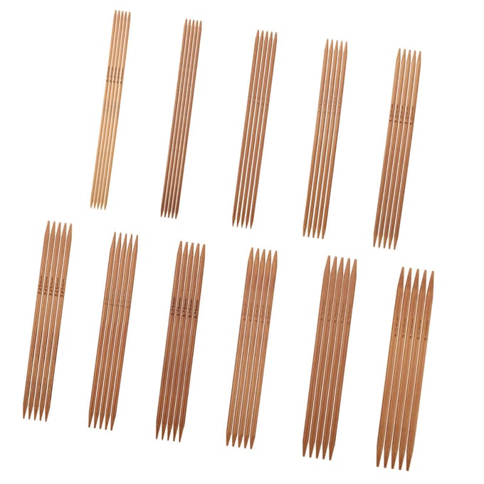 Set van 11 bamboe dubbelpuntige breinaalden, set van 11 maten (5.1in 13cm) beige