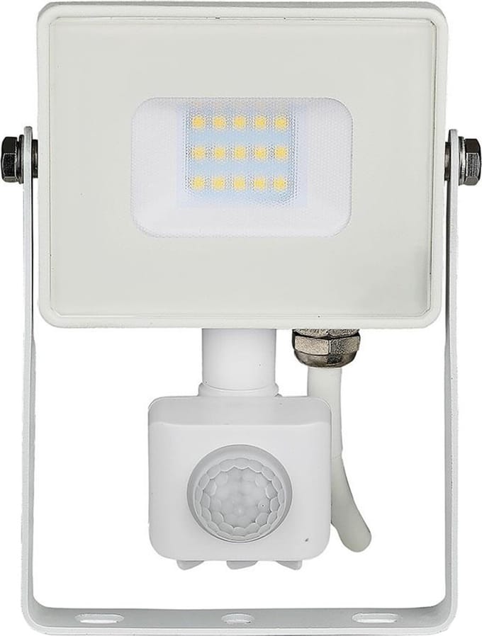 SAMSUNG - LED Bouwlamp 10 Watt met Sensor - LED Schijnwerper - Nirano Dana - Warm Wit 3000K - Mat Wit - Aluminium