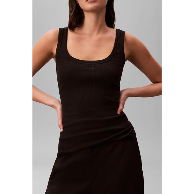 Calvin Klein Sl Varigated Rib Tank Top Black Maat: M | Mouwloze Tops Outlet | Dames | Zwart