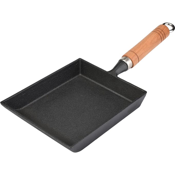 Mini Koekenpan IJzer Omelet Pot Tamagoyaki Houten Handvat black