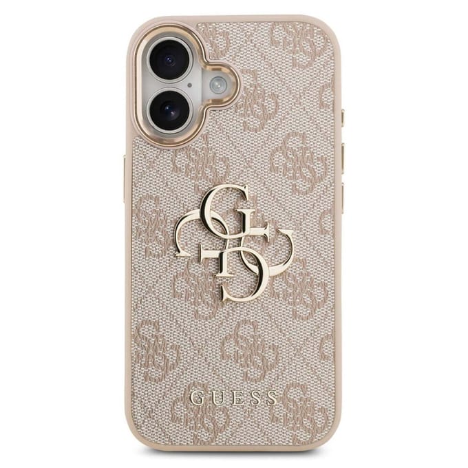 Guess 4G Metal Logo Backcover voor de Apple iPhone 17 - Gold Edge - Pink