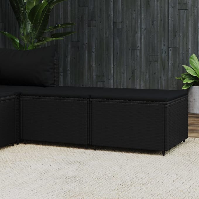 vidaXL - Voetensteunen - 2 - st - met - kussens - poly - rattan - zwart