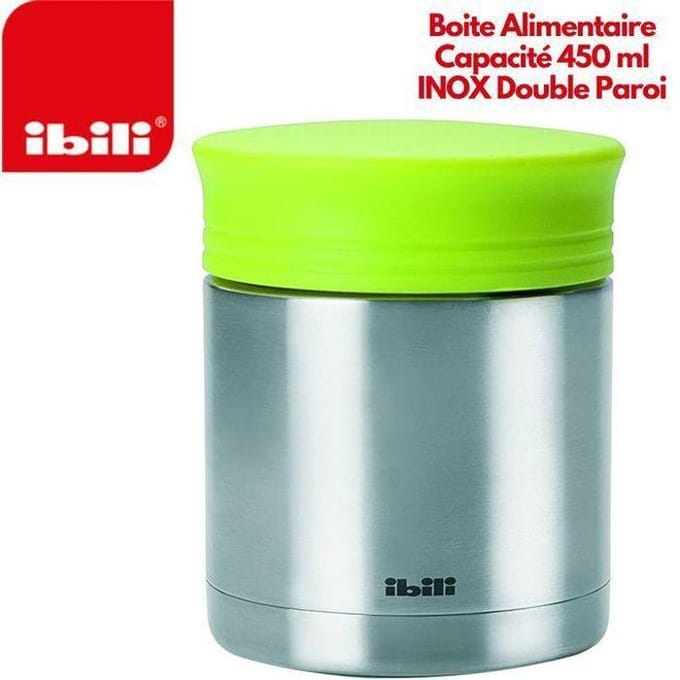 IBILI Mini-Thermosgefäß 450 ml, Edelstahl, Silber/grün, 10 x 10 x 15 cm