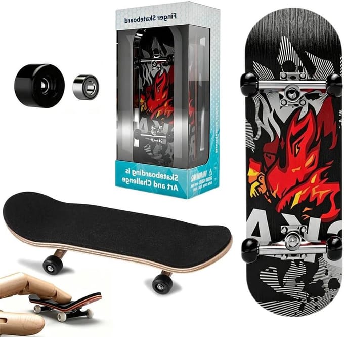 Vingerskateboards - Mini skateboards - Feestdecoratie - Soepele wielen - 9.9 cm - Rood