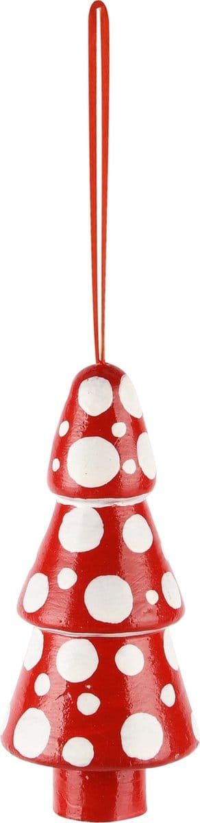 Dekoratief | Hanger boompje m/bollen, rood/wit, karton, 5x5x10cm | A248197
