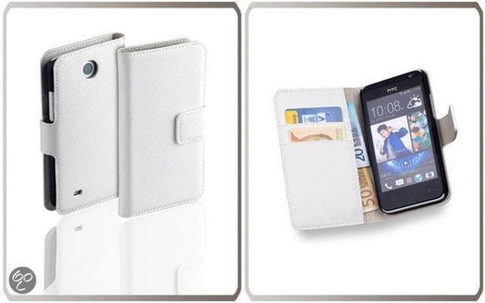 LELYCASE Bookcase Flip Cover Wallet Hoesje HTC Desire 300 Wit