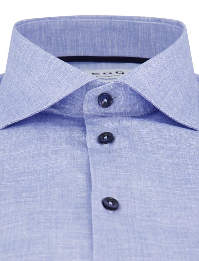 Ledub overhemd korte mouw blauw