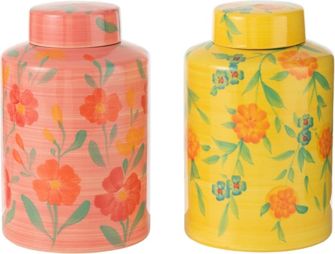 J-Line vaas Bloem Allegria - keramiek - mix - 2 stuks