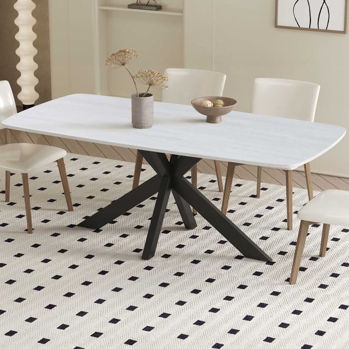 Eettafel Apollo | 180 x 90 x 76 cm | Baroque grey- imitatie marmer