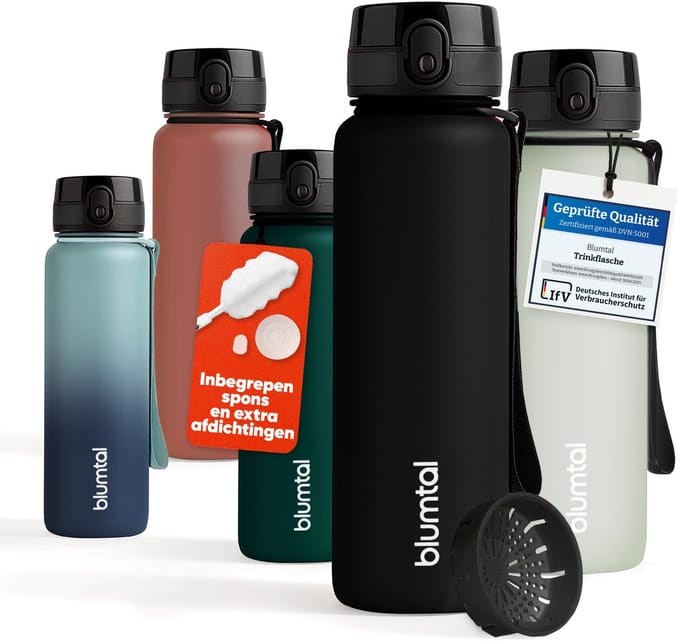 Blumtal Drinkfles - BPA Vrij - Lekvrij - Waterfles - 500 ml - Zwart
