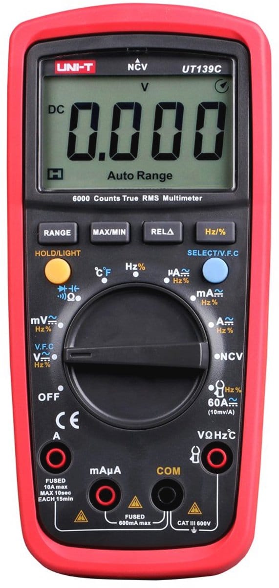 Digitale Multimeter CAT III 600V - True RMS, NCV, Frequentie, Temperatuur, Weerstand