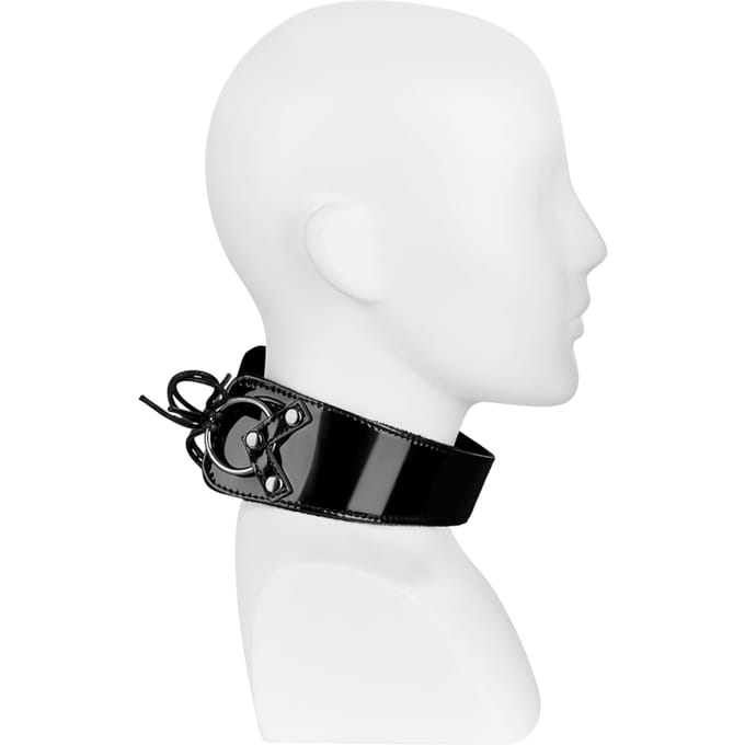 EIS, halsband, voor bondage, in laklook, gevoerd, zwart