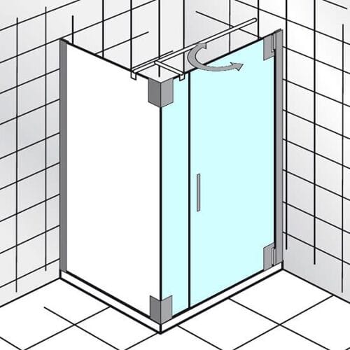 HSK K2P hinged door and side panel 75 cm for side panel stop right