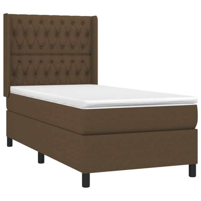 vidaXL - Boxspring - met - matras - stof - donkerbruin - 100x200 - cm