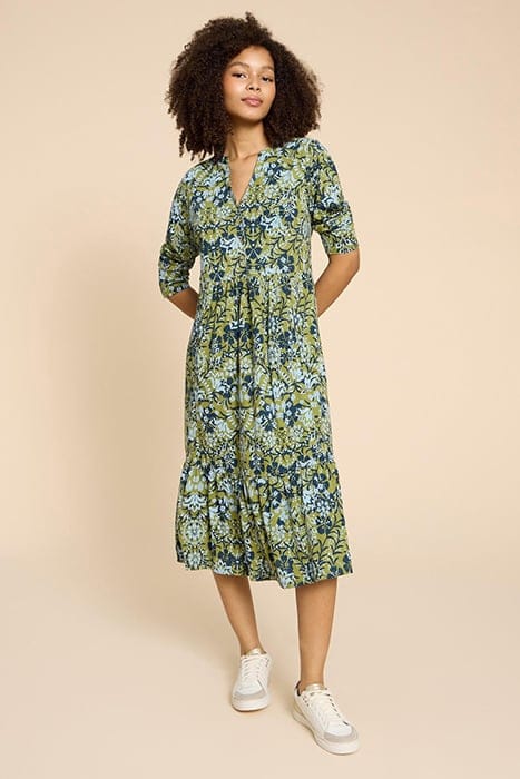 White Stuff Naya Jersey Dre Green Printed Taglia: 6 REGULAR | Abiti Midi Outlet | Donna | Verde