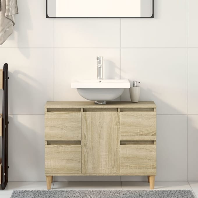 vidaXL - Wastafelkast - 80x33x60 - cm - bewerkt - hout - sonoma - eikenkleurig