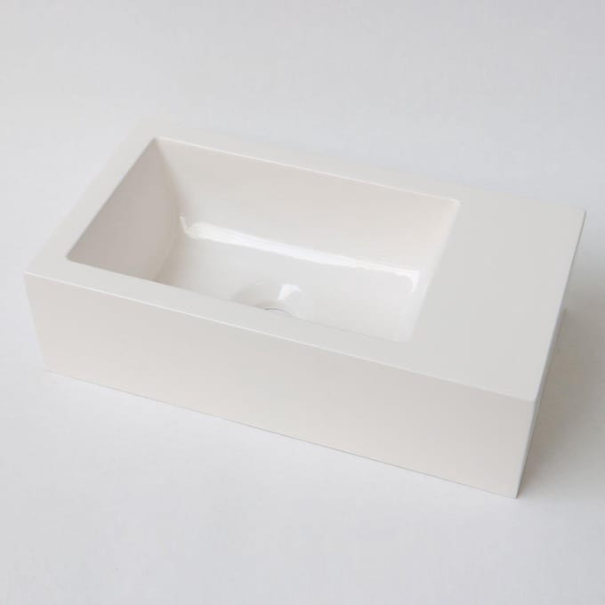 Fontein INK Contra Rechthoek Rechts 40x22x10cm Polystone Cilinder Glans Wit Zonder Kraangat