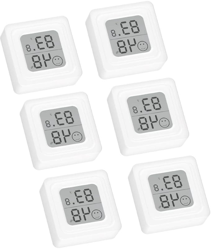 Digitale Hygrometer Thermometer - Mini LCD Meter - Binnenklimaat Monitoren - Vochtige Droge Indicator - 6 Stuks - Wit