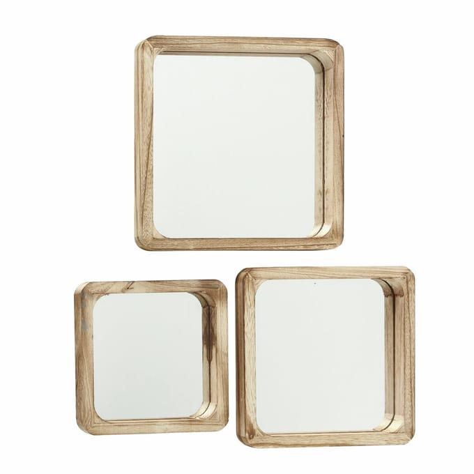 Boltze - Spiegelset - Spiegel - Mambo - Vierkant - Houten frame - Set van 3