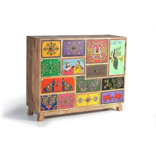 Giner y colomer Commode van mangohout, 112 cm, etnische stijl - 90x112x35