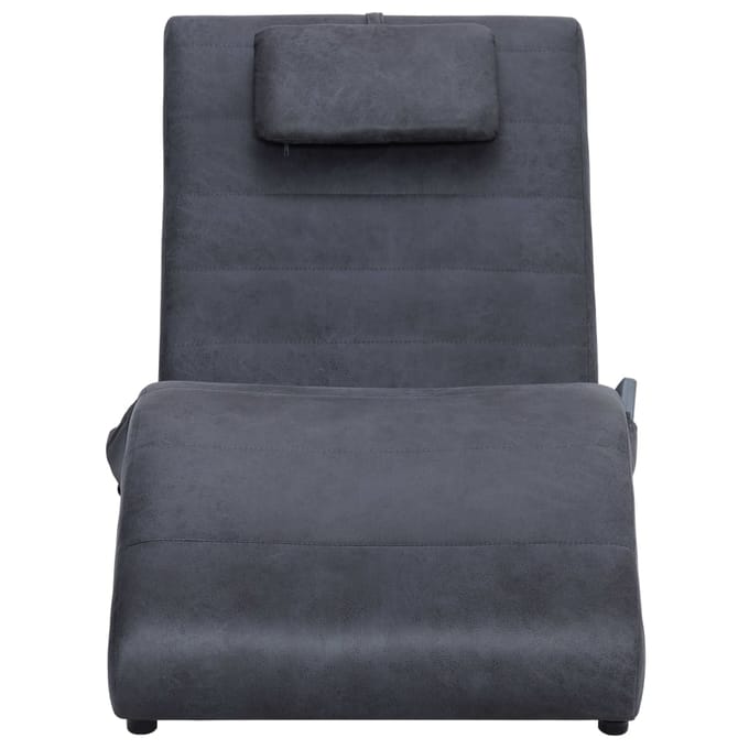 vidaXL - Massage - chaise - longue - met - kussen - kunstsuède - grijs
