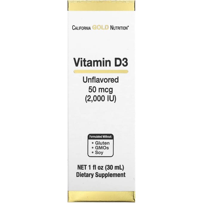 California Gold Nutrition, Vitamine D3, Non aromatisée, 2 000 UI, 1 fl oz (30 ml)