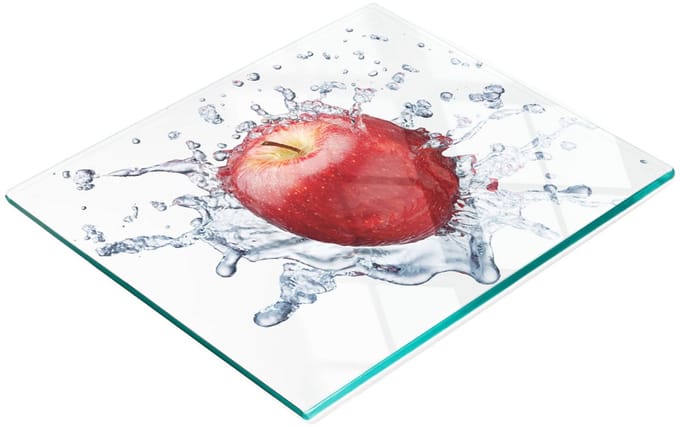 Keukenplank van gehard glas met decoratieve appel- en waterafbeeldingen, 60x52 cm
