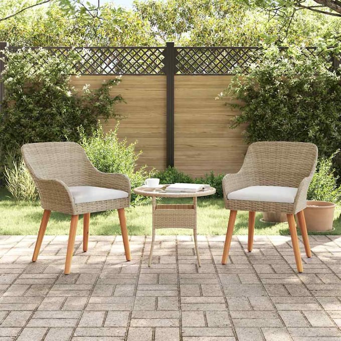 vidaXL Tuinstoel met kussen 2 pcs Beige 62,5 x 55 x 82 cm poly rattan