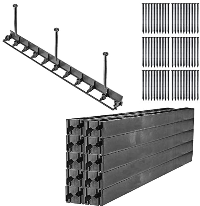 Gazonrand 58 mm - 20 stuks + 60 spijkers | Kunststof bloembedrand met kliksysteem