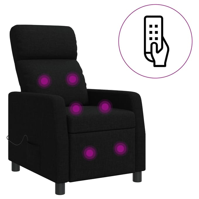 vidaXL - Massage - Relaxstoel - Zwart - Stof