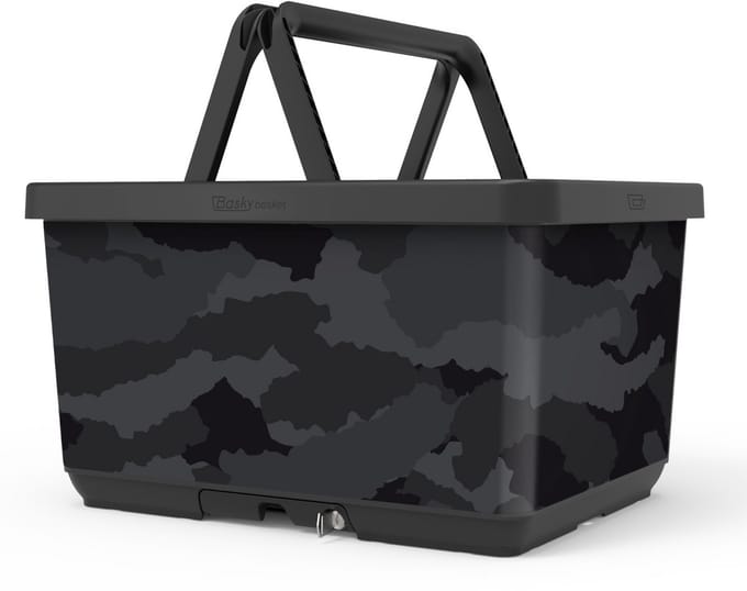 Basky Fietsmand Camo Black - gerecycled plastic - voor- of achterkant