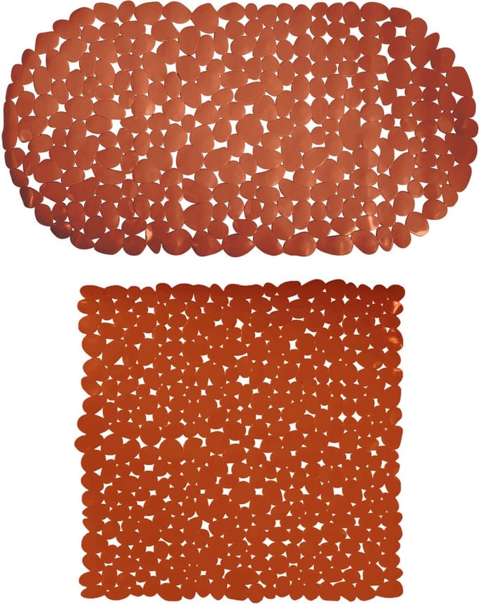 MSV Douche/bad anti-slip matten set badkamer - pvc - 2x stuks - terracotta - 2 formaten