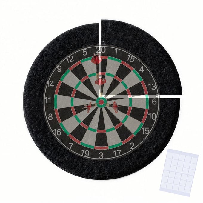 Beschermring voor dartbord - 60 cm - 4-delig - zwart