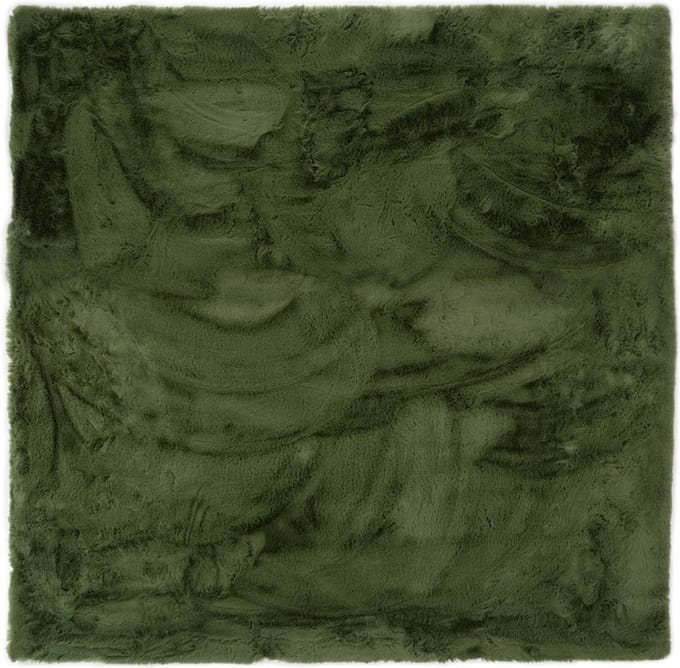 Vierkant hoogpolig vloerkleed - Comfy plus olijfgroen 160x160