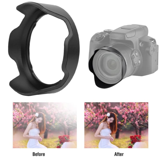 LHDC90 Plastic Zonnekap Vervanging voor Canon PowerShot SX60 SX70SH Camera black