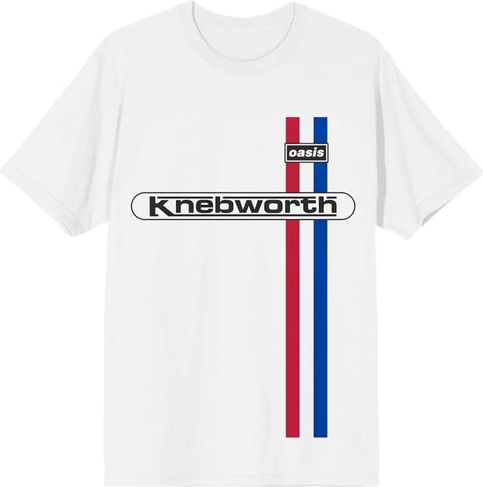 Oasis - Knebworth Vertical Stripe Heren T-shirt - S - Wit