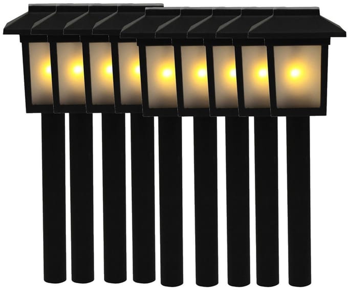 Benson Tuinlamp prikspot - 9x - solar - vlam effect 34,5 cm - sfeervolle tuinverlichting - prikker / lantaarn
