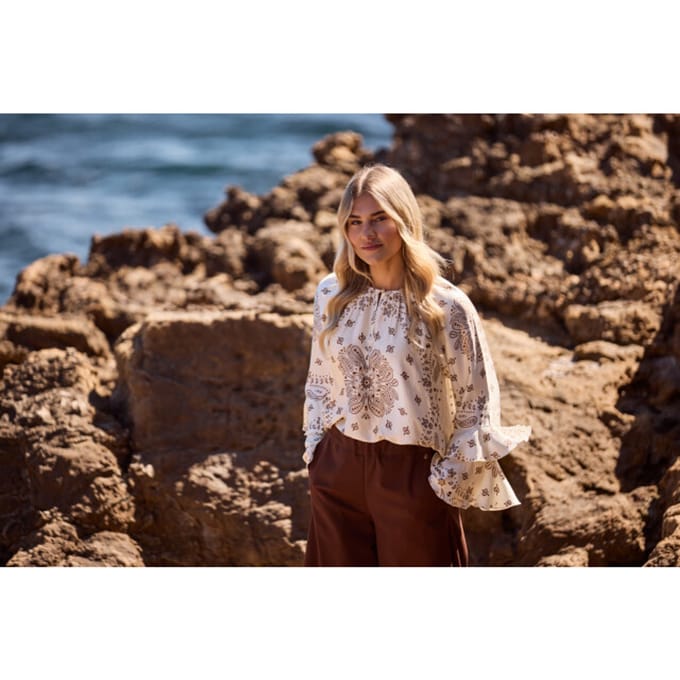 Nukus Nkf02202 318 asra blouse paisley offwhite/toffee