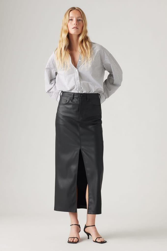 Levi's Ankle Column Skirt Fl Leather Night Taglia: W26 | Gonne di pelle Outlet | Donna | Nero