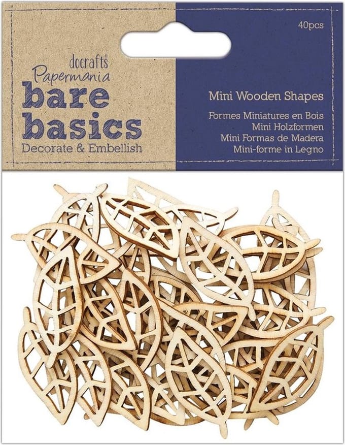 Papermania Bare Basics Houten Bladvormen - 40 stuks voor knutselprojecten - 174524