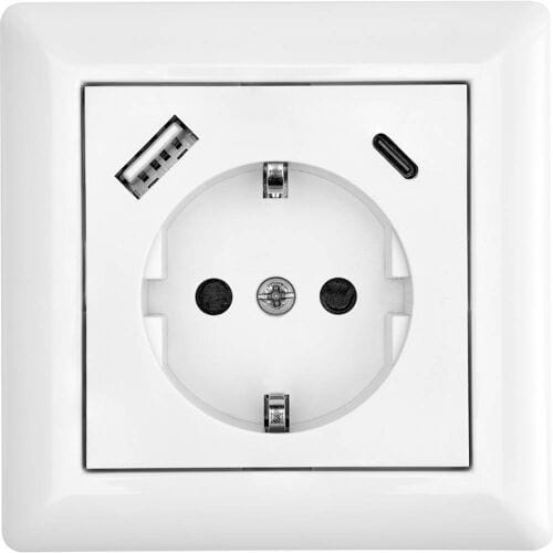 LEDmaxx Inbouw USB Type A En C Contactdoos - Zuiverwit